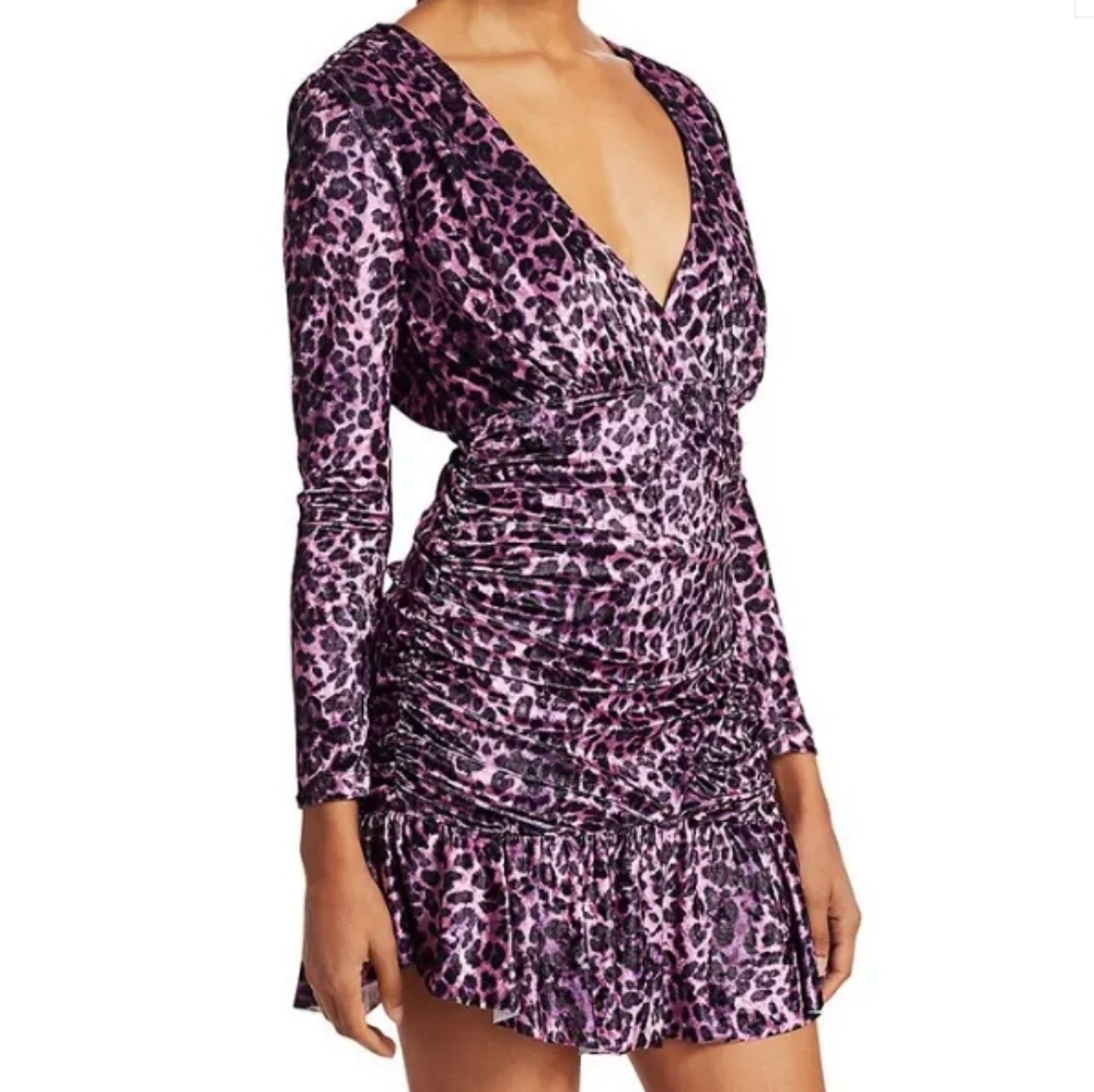 DELFI COLLECTIVE velvet "Beverly" Leopard mini dress. Purple and black. La…